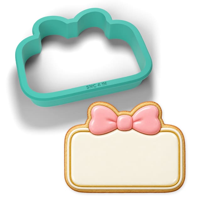 Bow Rectangle Plaque cookie cutter