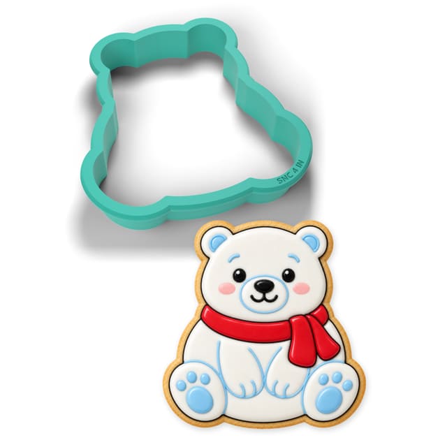Polar Bear with Scarf cookie cutter