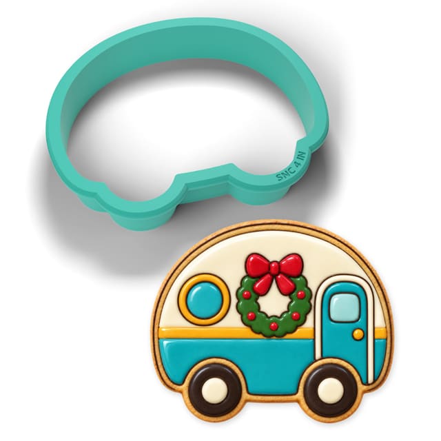 Camper with a Wreath cookie cutter