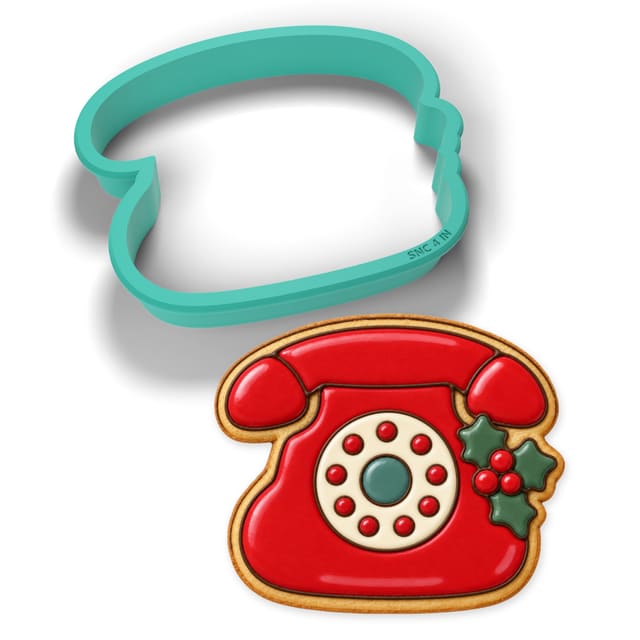 Rotary Phone with Holly cookie cutter